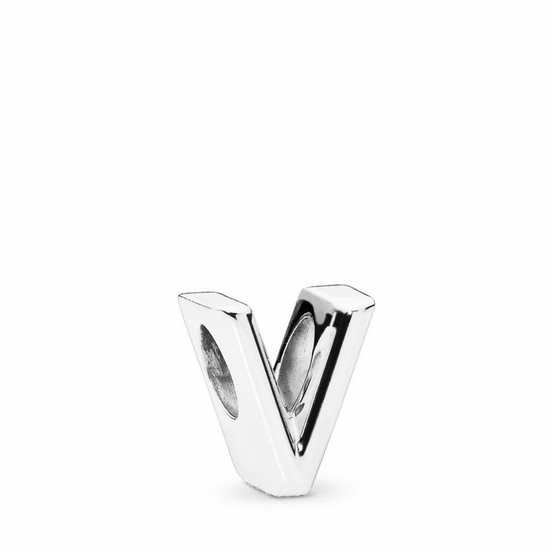 Pandora Letter V Charm Sale NZ, Sterling Silver (638152-VFI)